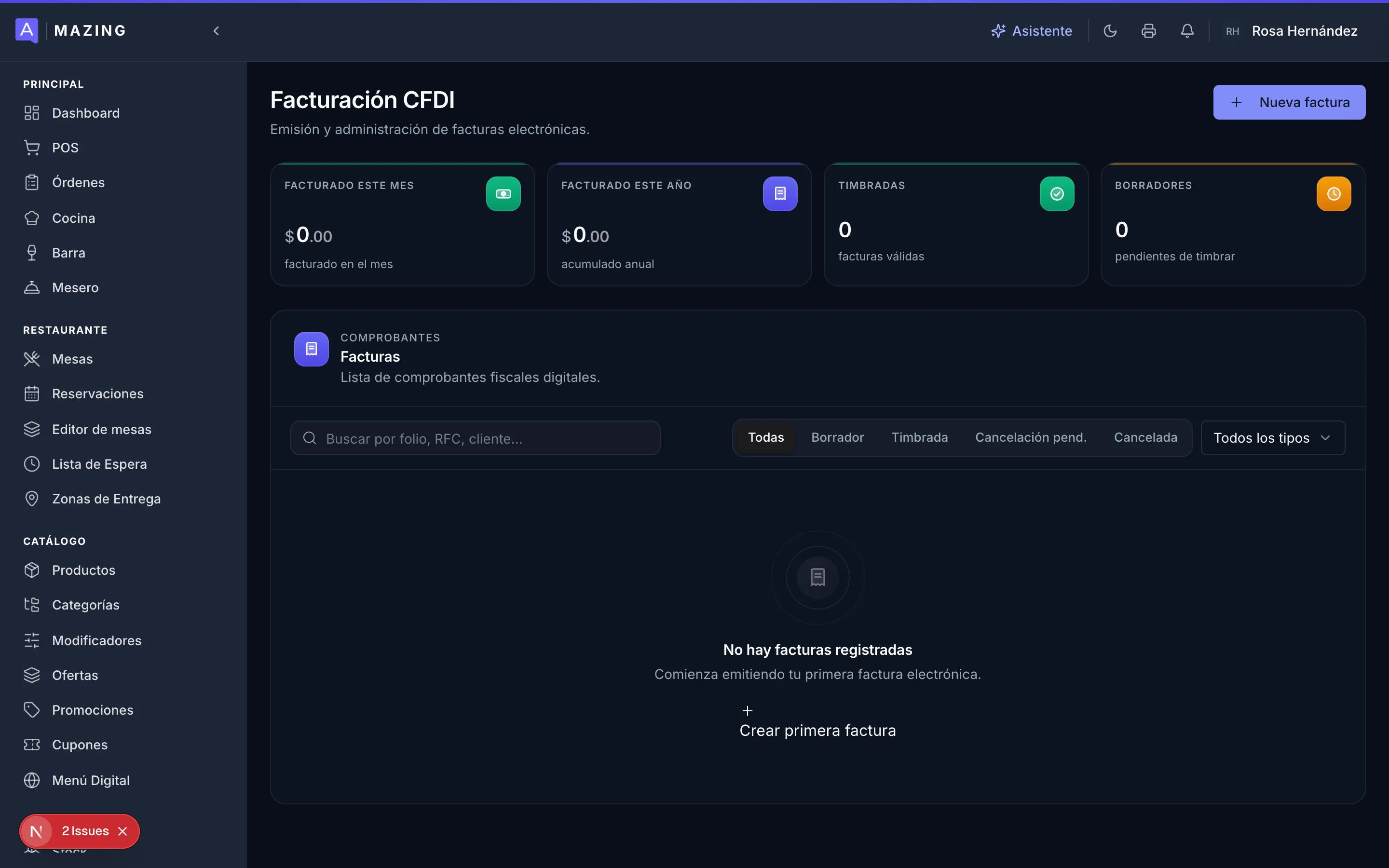 Facturación CFDI — estado inicial